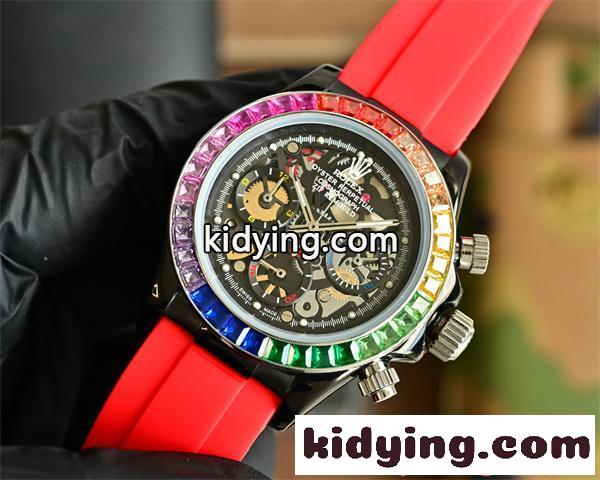 ロレックス コピー メンズ ROLEX 腕時 43mm デイトナ スケルトン ミネラルガラス クロノグラフクォーツムーブメント 高品質-2