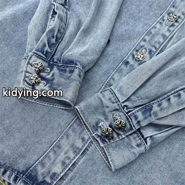 クロムハーツ コピー 個性的 クール デニムシャツ クロスワッペン デザイン CHROME HEARTS-3