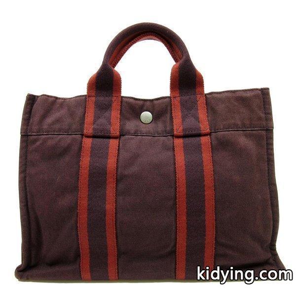エルメス HERMES ハンドバッグ トートバッグ フールトゥPM コットン100％ ワインレッドxレッド 定番人気 :t9645:ブランドバリュー - 通販ショッピング-0