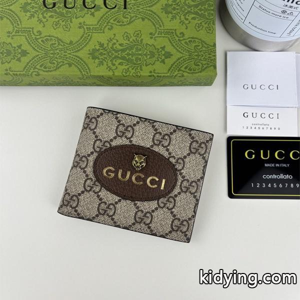 グッチ 偽物 二つ折り財布 GGスプリーム ブラウン オーバルロゴ 高品質 シンプル クラシック GUCCI-0