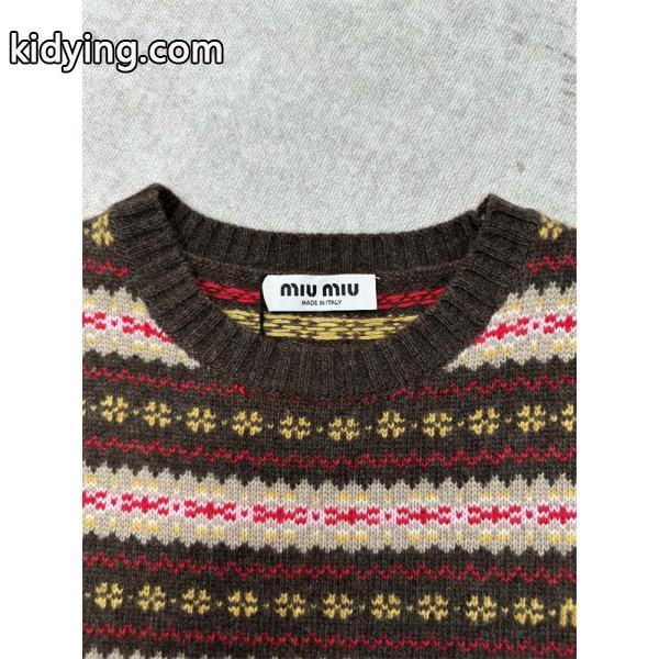当店イチオシ ブラウン ニット MIUMIU ミュウミュウ コピー セーター 味わい-2