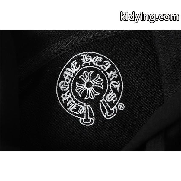 クロムハーツ コピー Chrome Hearts パーカー 人気 ホワイト × ブラック 袖ロゴ クルーネック 上質素材 2025秋冬定番-3