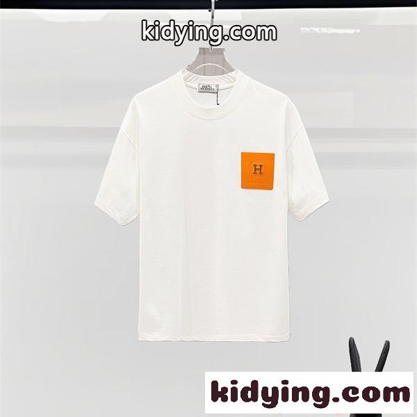HERMES エルメス コピー 今季話題 半袖Tシャツ ミニマルデザイン 通気素材 デイリーTシャツ-0