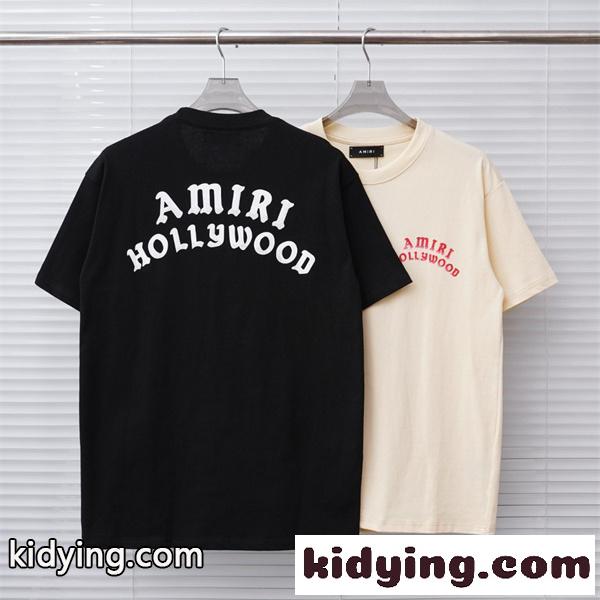カレッジ風プリント 定番人気 ストリートカジュアル AMIRI アミリ コピー 半袖Tシャツ 旬顔デザイン-0