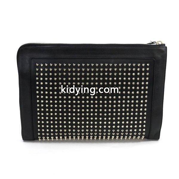 クリスチャンルブタン Christian Louboutin ハンドバッグ クラッチバッグ レザーxスタッズ ブラックxシルバー 定番人気 :95057:ブランドバリュー - 通販ショッピング-0