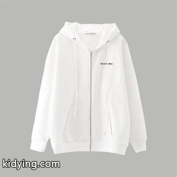 Acne Studios アクネステュディオス コピー 激安 ロゴパーカー ジップアップフーディー メンズ レディース オーバーサイズ 白 黒 スウェット シンプル カップル ペアルック-4