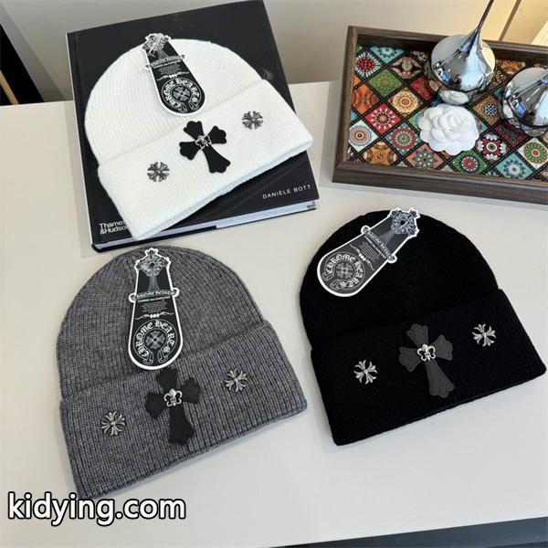 CHROME HEARTS コピー スリーシルバークロス ニットキャップ 上質ウール素材 クロムハーツ-0