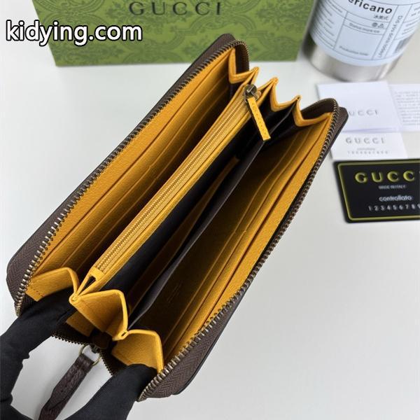 GUCCI コピー 長財布 GGスプリーム ブラウンレザー オーバルロゴ 高級感 上品 スタイリッシュ グッチ-1