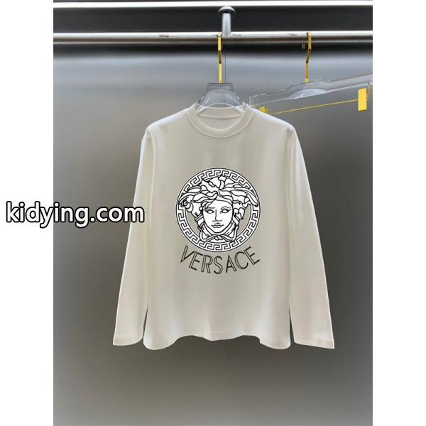 長袖Tシャツ ヴェルサーチ VERSACE コピー2025秋冬トレンド 話題 ブラック × ホワイト メデューサ柄-5