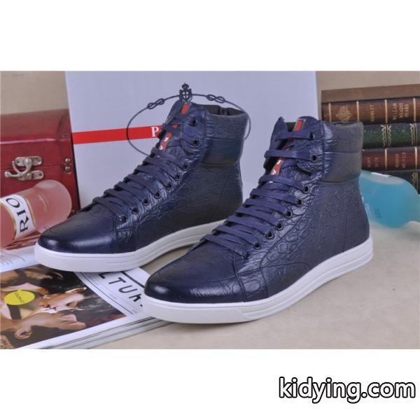 超人気美品 2013-14秋冬 PRADA プラダ ショートブーツ 靴 NAVY_スニーカー、靴_メンズファッション_スーパーコピーブランド激安通販 専門店-0