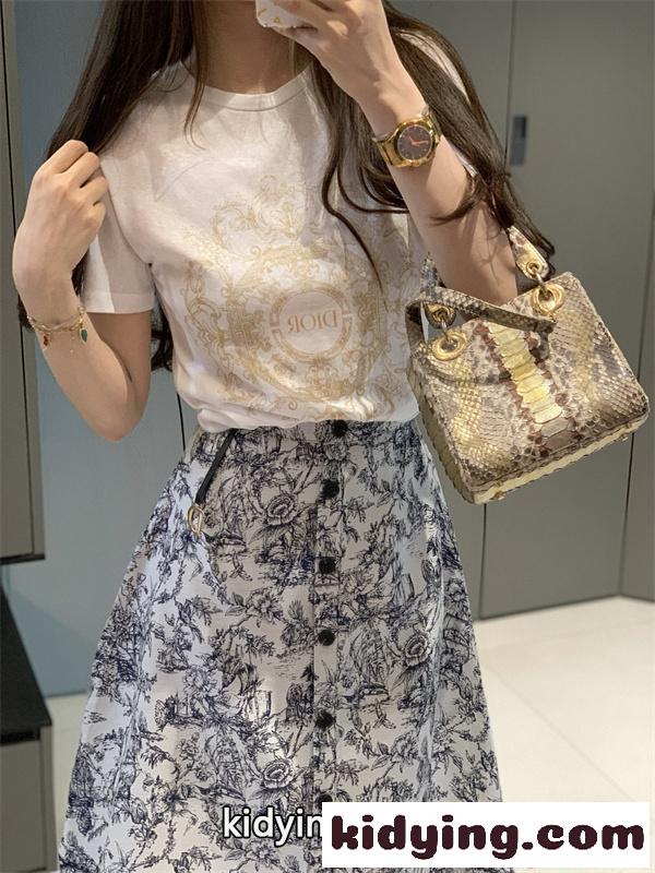 DIOR エレガント プリント セットアップ ディオール コピー tシャツ ワンピース レディース 上品カジュアル 着回し万能-1