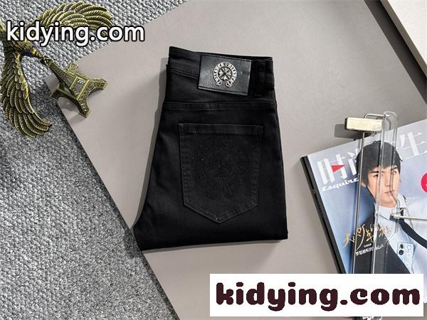CHROME HEARTS  モード ブラックジーンズ 背面クロス装飾 個性派 ストリート クロムハーツ スーパーコピー-5