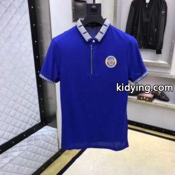 ヴェルサーチ 通販VERSACE赤字超特価格安男性用通勤用上品柔らかいカジュアルｔシャツブラックホワイトブルー-2