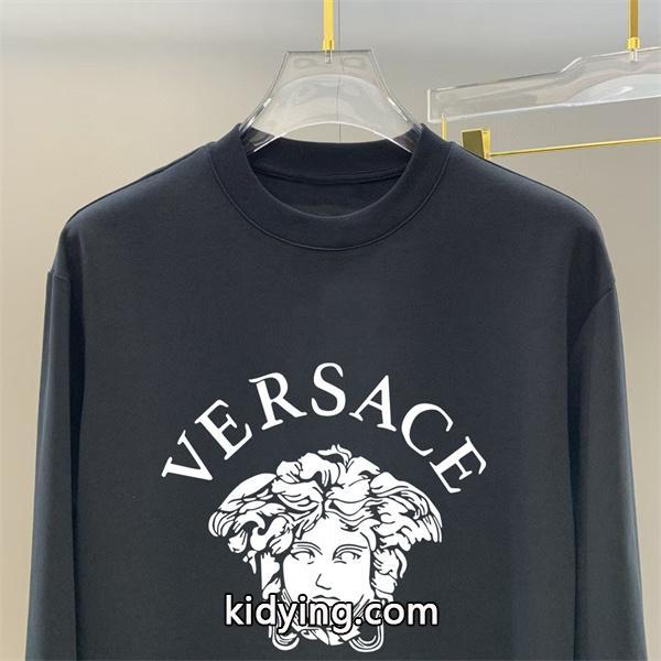 2025秋冬スタンダード 着心地抜群 ブラック × ホワイト メデューサ長袖Tシャツ ヴェルサーチ VERSACE コピー-2