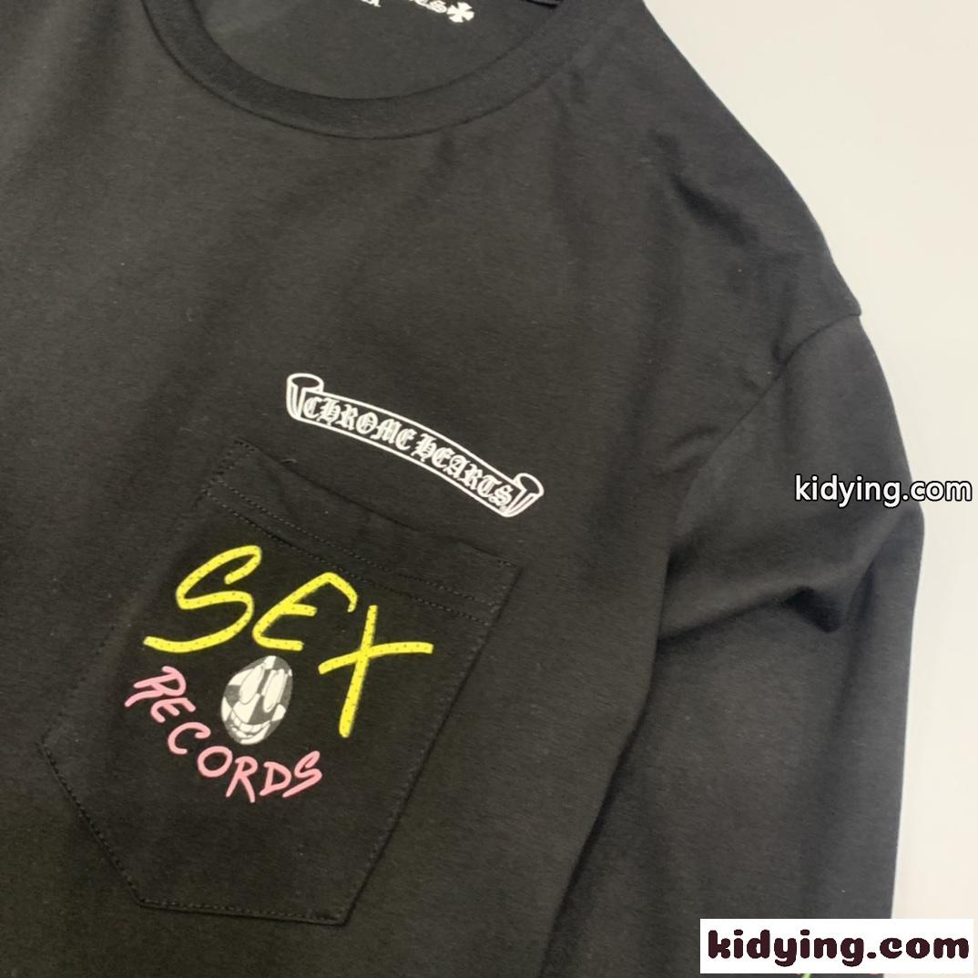 Chrome Hearts クロムハーツ コピー 長袖Tシャツ バックプリント STAY FAST ポケットデザイン ブラック 袖プリント ストリート クロムハーツ-2