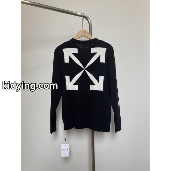 高級感 大人カジュアル グレー × ホワイトセーター Off-White コピー 2025秋冬注目スタイル オフホワイト-5