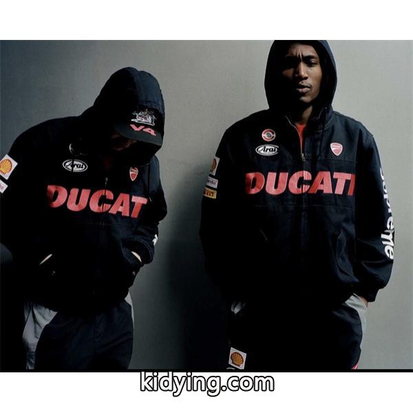 Supreme×DUCATI 激安 SS24 レーシングフーディージャケット 男女兼用 ダブルポケット ジップアップ 外套-1