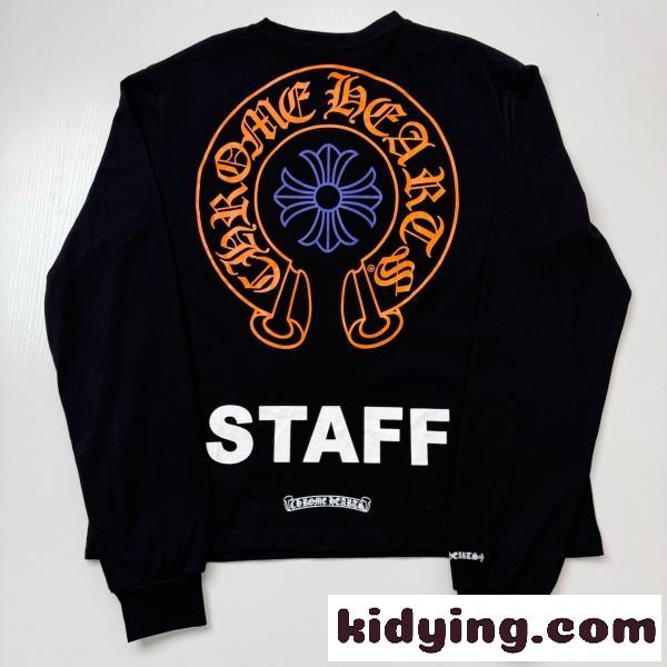 2026新作 Chrome Hearts N級品 クロムハーツ ロングTシャツ STAFFロゴ バックホースシュー プリント 長袖Tシャツ コットン 人気アイテム-3