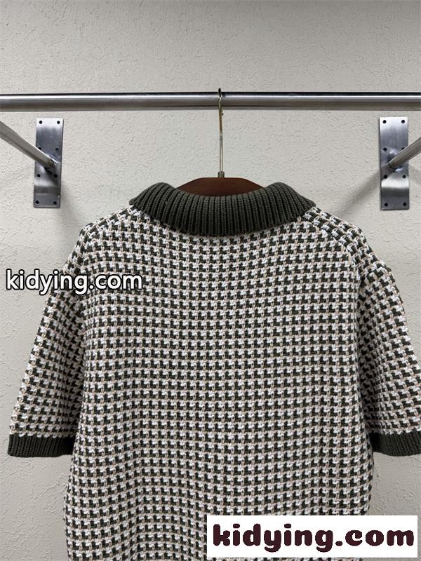 カーキ ニットポロシャツ Louis Vuitton モノグラム編み柄 ルイヴィトン スーパーコピー リブ襟 半袖 ボタン付きデザイン-6