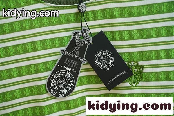 Chrome Hearts コピー 横縞デザイン 半袖Tシャツ ブルー ホワイト ワンポイント刺繍 クロムハーツ 柄ボ-2