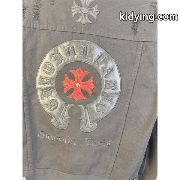 クロス刺繍 デニムジャケット ブラック 重厚 無骨 存在感 CHROME HEARTS クロムハーツ コピー-7
