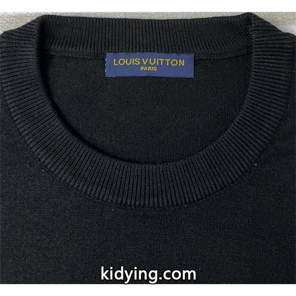 刺繍ロゴ ニット ブラック 定番デザイン モード系 LOUIS VUITTON ルイヴィトン 偽物-3