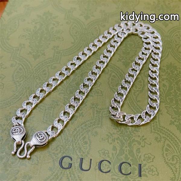 GUCCI スーパーコピー ネックレス シルバーチェーン GGエングレービング 高級 重厚 シック グッチ-0