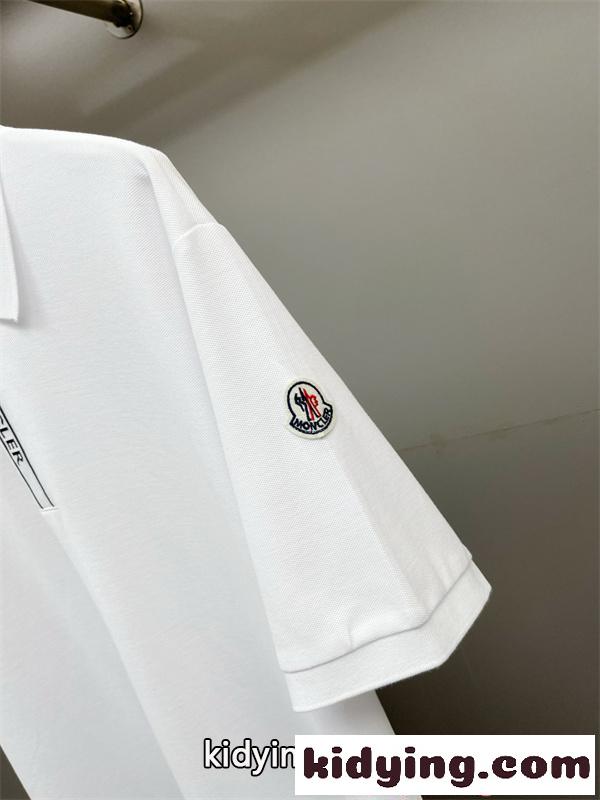 ホワイト ポロシャツ Moncler コピー 半袖 ミニロゴ 袖ワッペン 縦ロゴデザイン 清潔感 上品カジュアル モンクレール-5