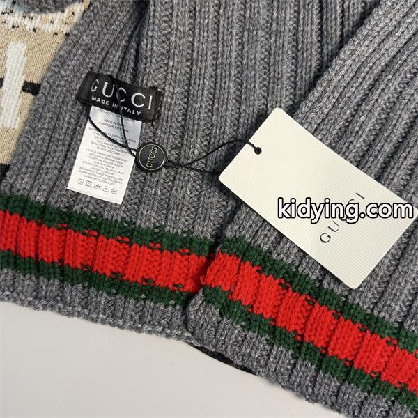GUCCI グッチ コピー ニットマフラー キャップセット ブラック 暖か素材 冬仕様-7