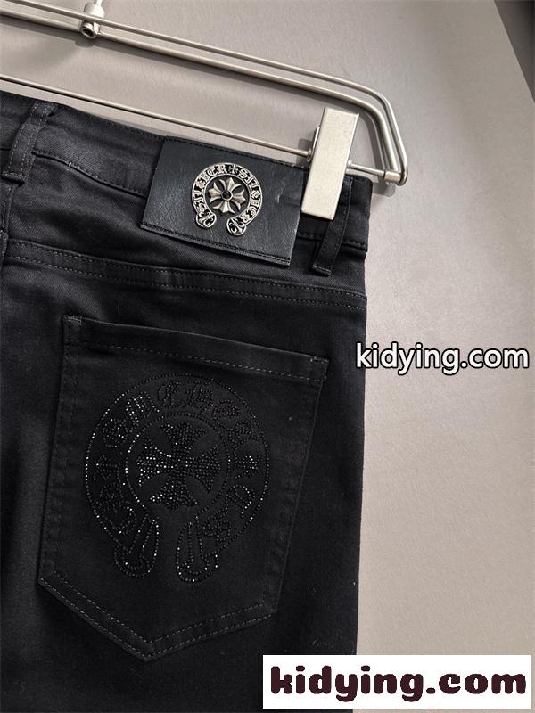 CHROME HEARTS  モード ブラックジーンズ 背面クロス装飾 個性派 ストリート クロムハーツ スーパーコピー-3