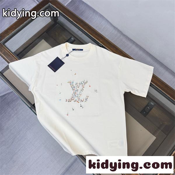 ルイ・ヴィトン コピー Tシャツ 半袖 ワイドフィット ホワイト 軽量 通気性 上品仕上げ Louis Vuitton ルイヴィトン 柔らか 立体ロゴ-1