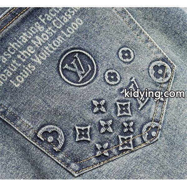 LOUIS VUITTON ルイヴィトン スーパーコピー 2025秋冬注目・インディゴ 立体ロゴ エンボス デニムパンツ-5