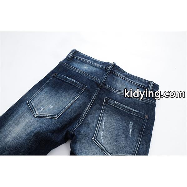 Dsquared2 激安 ダメージデニム メンズ ジーンズ ヴィンテージ加工 ストレッチ スリムフィット カジュアルパンツ-5