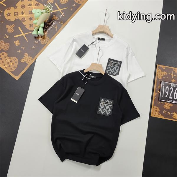 爆買い正規品カジュアルコーデ幅広いノンストレスtシャツ半袖夏トップスブラックホワイトブルーFENDIフェンディ 激安-0