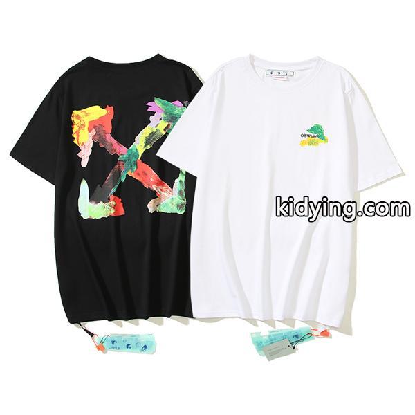新作入荷本物保証コットン生地光沢ｔシャツレディースシンプルホワイトOff-Whiteオフホワイト 半袖 コピー-0