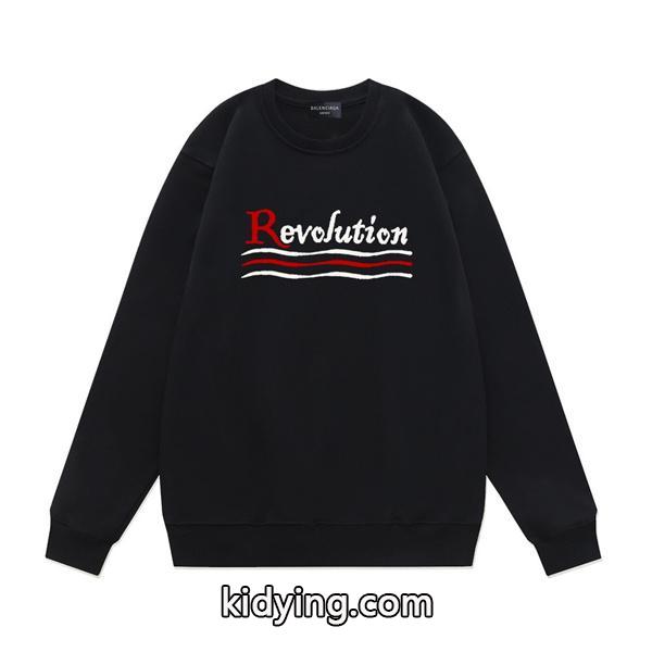 BALENCIAGA 偽物 スウェットシャツ Revolution 刺繍ロゴ ブラック カジュアル トップス バレンシアガ-0