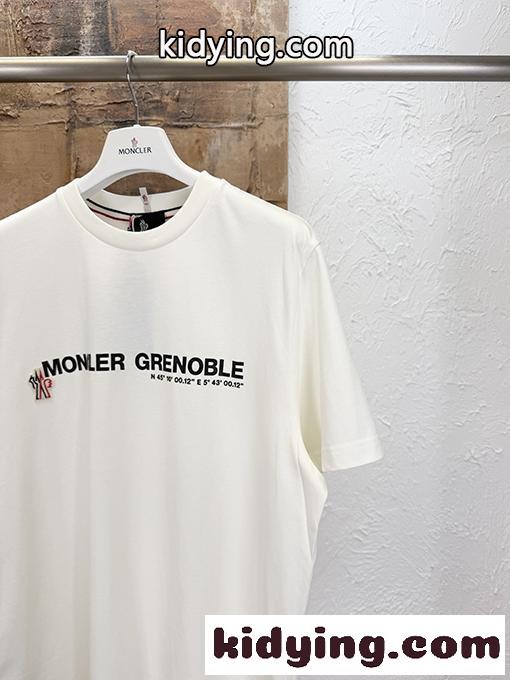ホワイト ブラック 半袖Tシャツ MONCLER GRENOBLE モンクレール グルノーブル コピー 胸元ロゴプリント クルーネック シンプルカジュアル-8