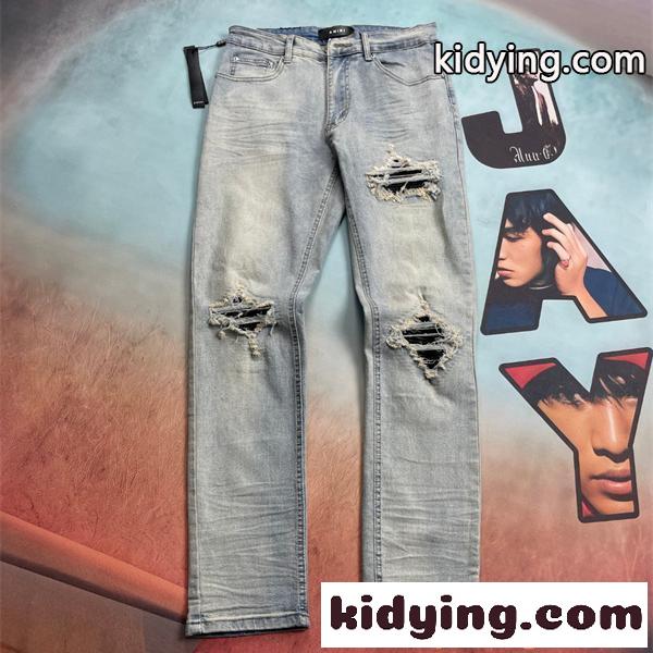 クラッシュ デニムパンツ AMIRI スリムフィット アミリ コピー ダメージデザイン 美脚-0