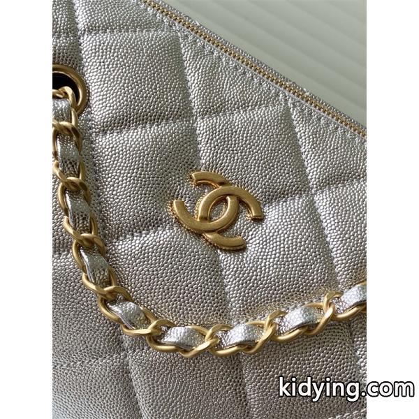 CHANEL シャネル コピー 2025秋冬 シルバー 大人気 上質感 メタリックキルティング バッグ-4