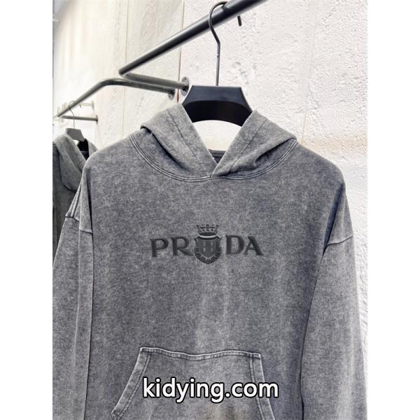 新登場 パーカー グレー 売れ筋 着心地抜群 カジュアル PRADA プラダ 偽物-2