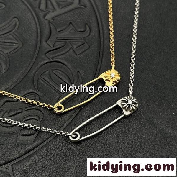 CHROME HEARTS コピー クロムハーツ コピー セーフティピンネックレス クロスフラワーモチーフ シルバーチェーン ペンダントアクセサリー-2