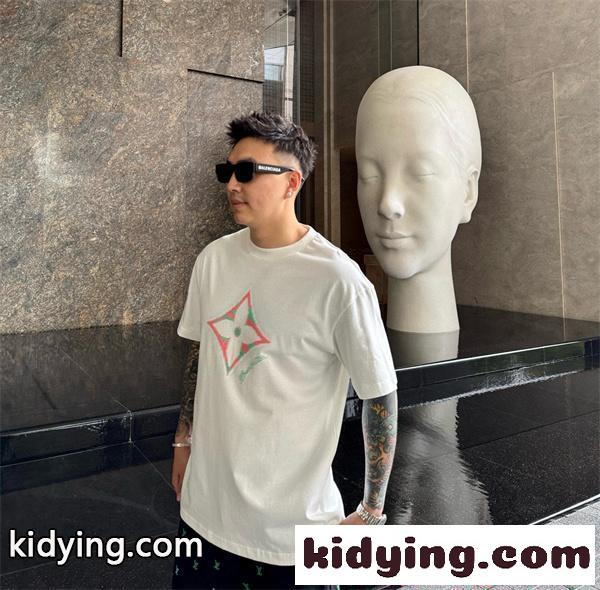 半袖Tシャツ ホワイト ルイヴィトン コピー クルーネック モノグラムフラワー風フロントデザイン ドット調ロゴ Louis Vuitton-7