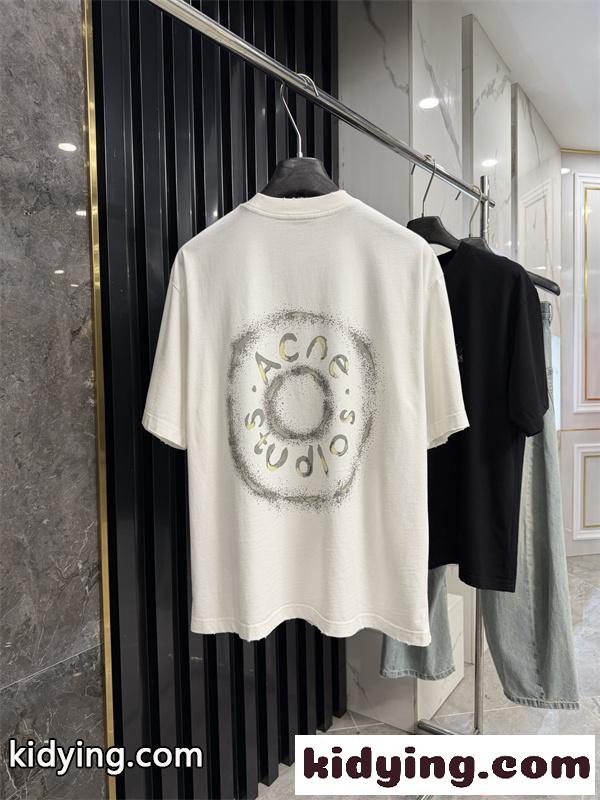 Tシャツ ブラック 半袖 アクネストゥディオズ コピー Acne スプレーデザイン ストリート感 プリント-2