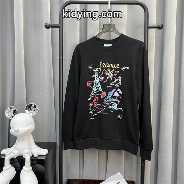 ブラック フランスモチーフカラフルプリント パーカー ケンゾー KENZO コピー 秋冬 トレンド 人気-0