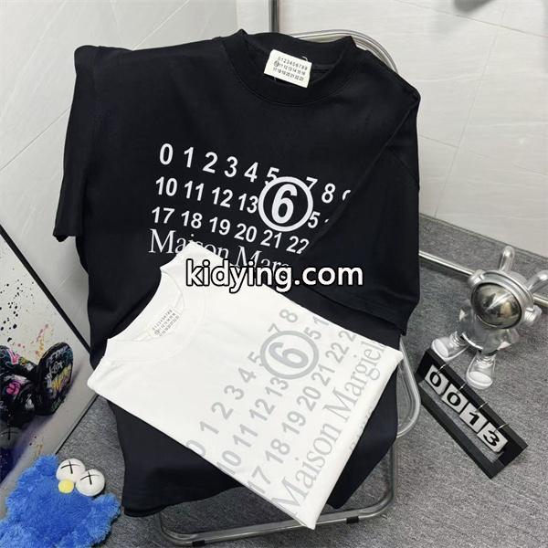 Maison Margielaメゾン マルジェラ半袖Tシャツ コピー数字ロゴプリント クルーネック カジュアル ユニセックス ブラック/ホワイト-0