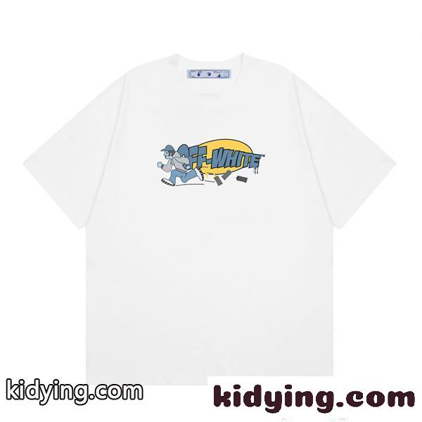 Off-White オフホワイト コピー 半袖Tシャツ プリント ビッグシルエット ストリート夏トップス-0