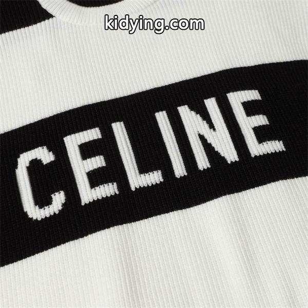 2025秋冬新作 ブラック ホワイトライン ロゴニット セリーヌ CELINE スーパーコピー セーター-2