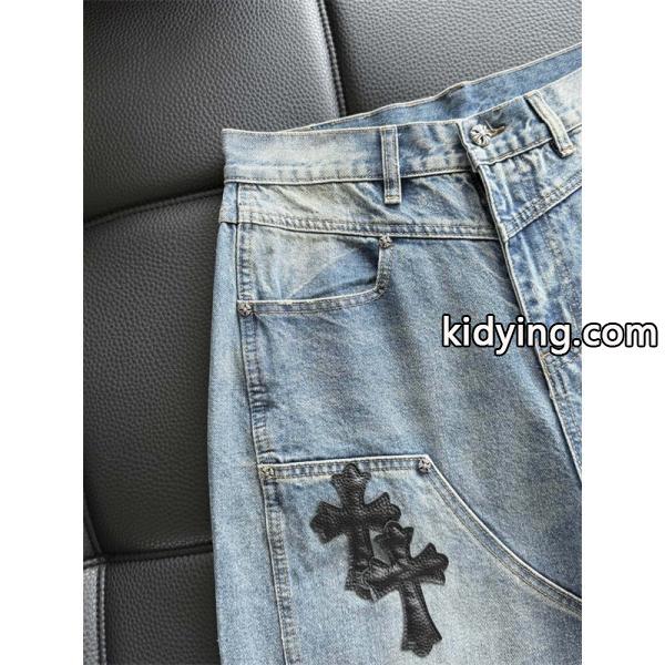 Chrome Hearts クロムハーツ 新作 グレー クロス刺繍デザイン コピー デニムパンツ 洗練-3