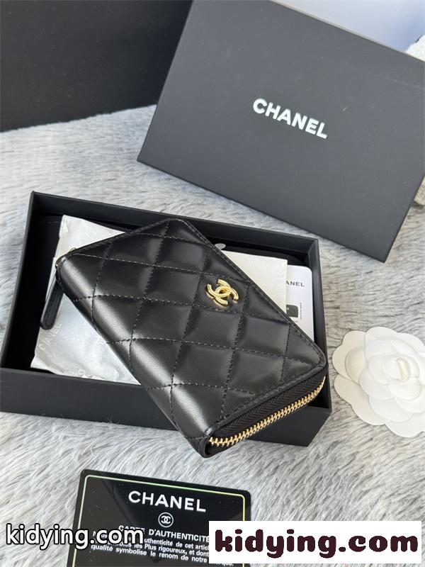 CHANEL シャネル コピー 財布 エレガント レザー ラウンドジップ ミニウォレット ブラック 高級感-4