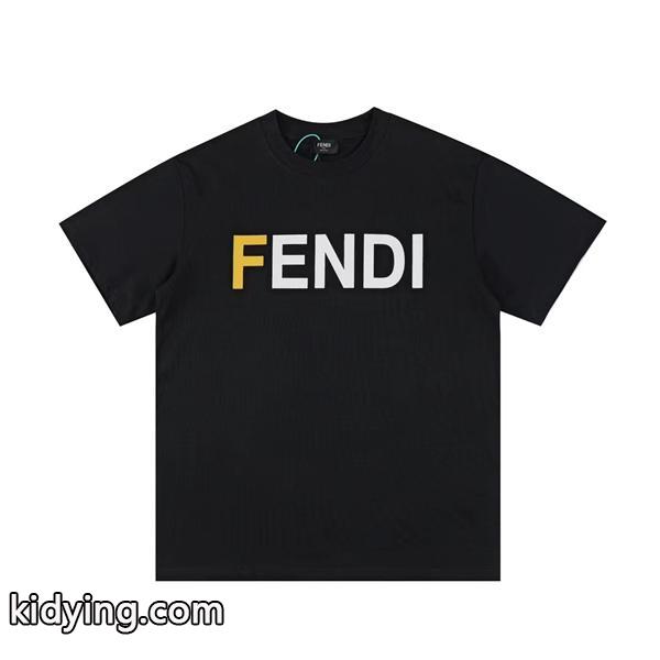 23SS＜FENDI フェンディ＞ コットンジャージーTシャツ FENDIロゴ 白39406736フェンディ激安コットン100％上質-0